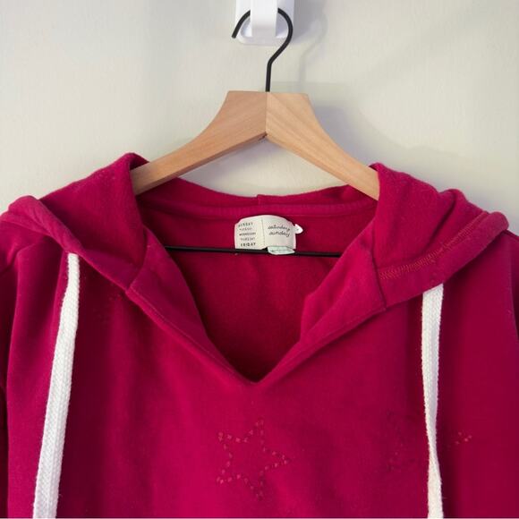 Anthropologie Saturday Sunday Embroidered Star Hoodie Cropped Drawstring Hood M - Picture 3 of 11